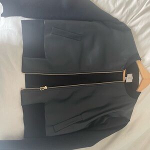 Sioni Black Bomber Jacket with Gold-Tone Zipper